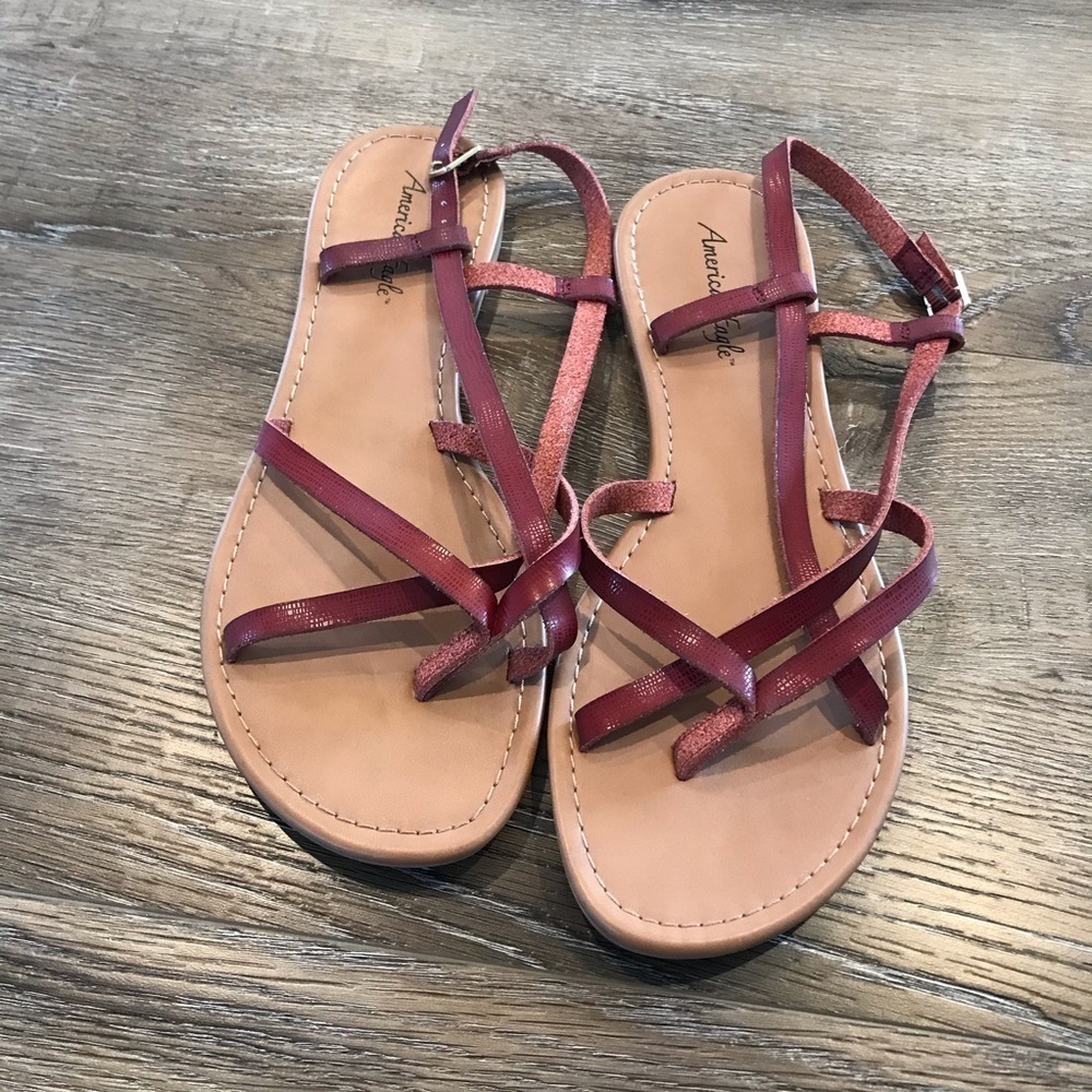 American Eagle Outfitters Burgundy Strappy Sandals